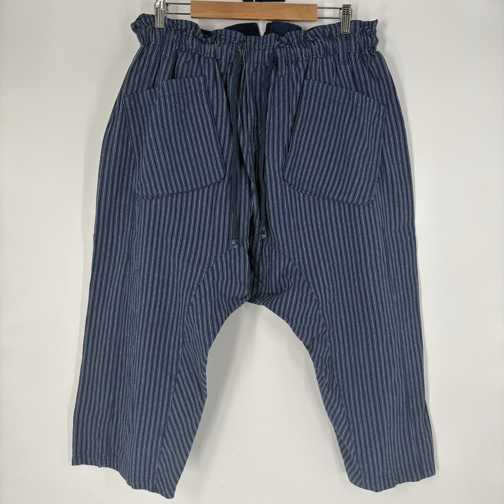 Free People Runyon Oversized Stripe Pants Womens‎ S Blue Striped Harem Festival